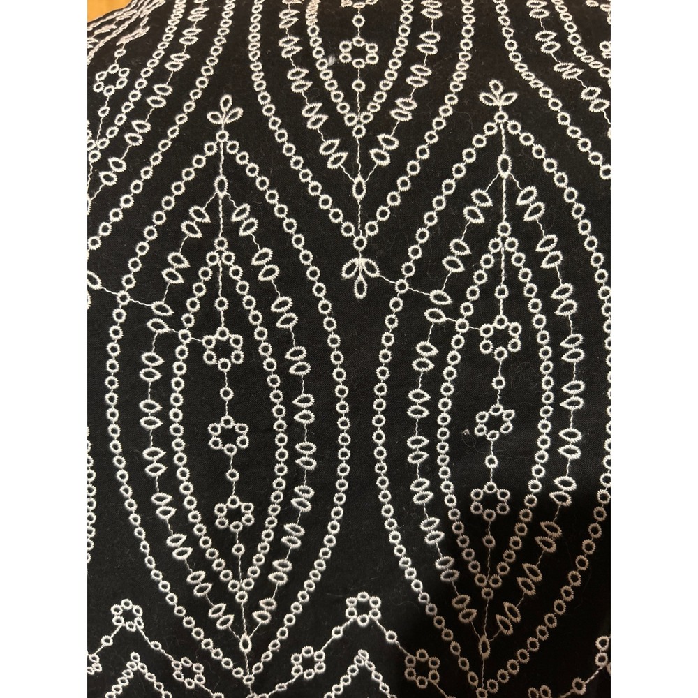 Loft Black White Embroidered Scalloped Hem Skirt Sz 4P Boho Geometric Above Knee - Picture 4 of 4